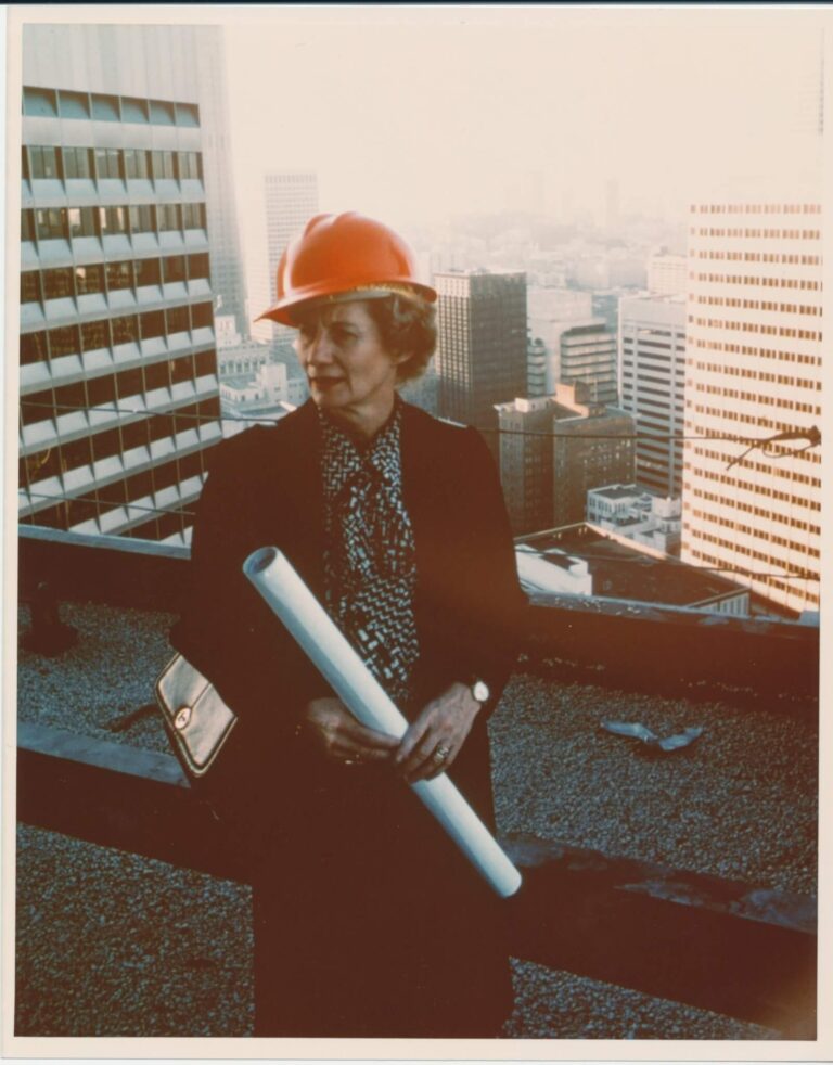 Beverly Willis in Hard Hat at Construction Site © Beverly Willis Estate