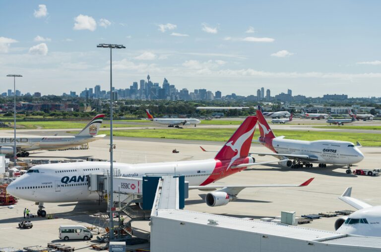 Qantas airplanes in Sydney airport